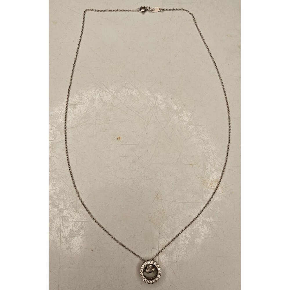 Floating Diamond Halo CZ 18" 925 Sterling Silver Necklace